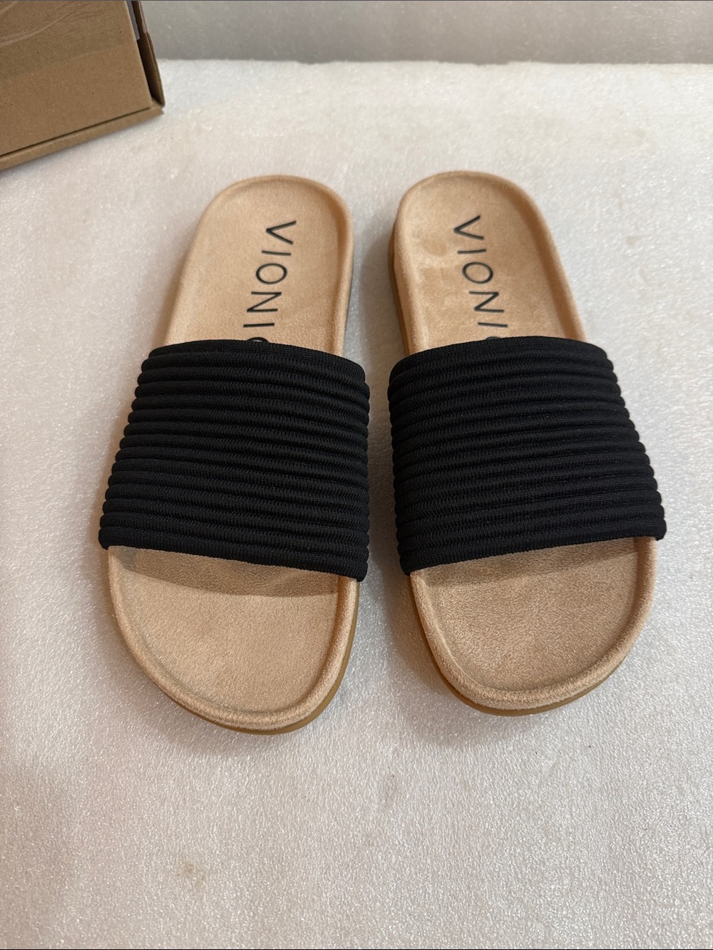 NEW VIONIC women's evie knit sandal in black size 12
